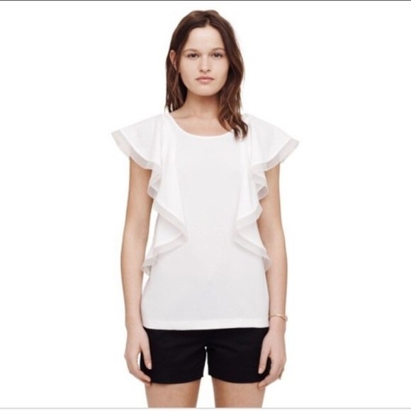 Club Monaco Flutter Sleeve Abigail Top In Eggshell